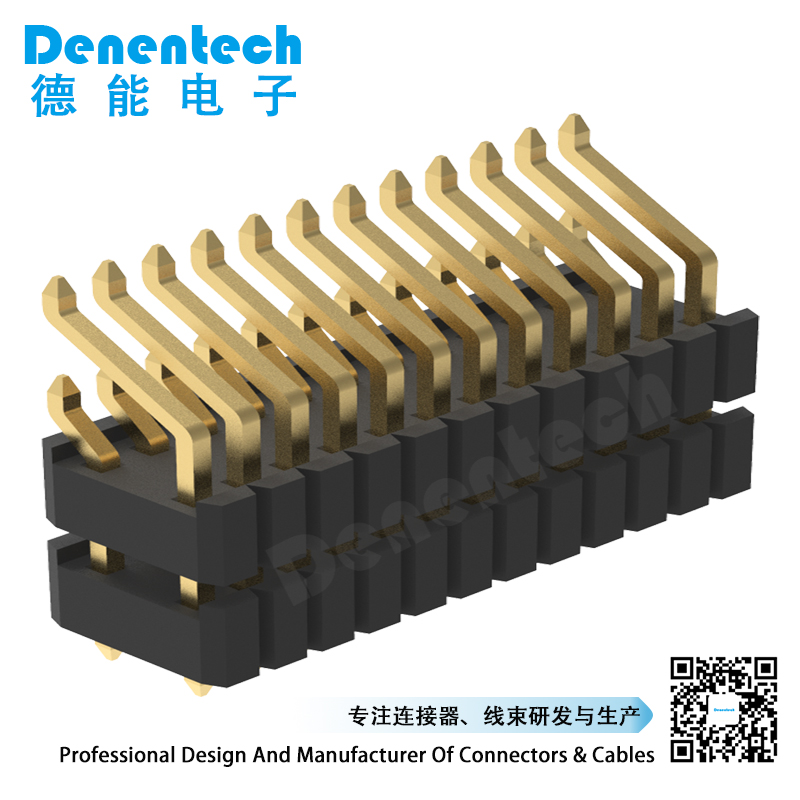  Denentech 定制 1.27*2.54mm 环保镀金双排单塑排针 2*40 卧贴排针 1.27*2.54插针SMD