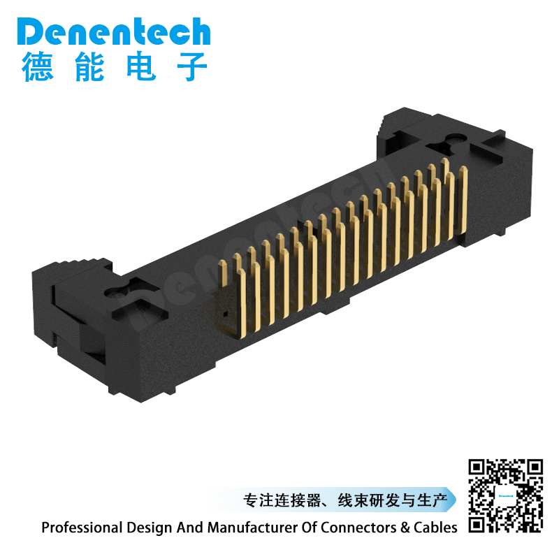 Denentech 工厂直供 1.27mm牛角H11.3 90度双排弯针勾勾牛角插座