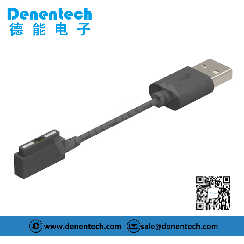 Denentech Hot sale pogo pin 2P male cable magnetic pogo pin connector cable