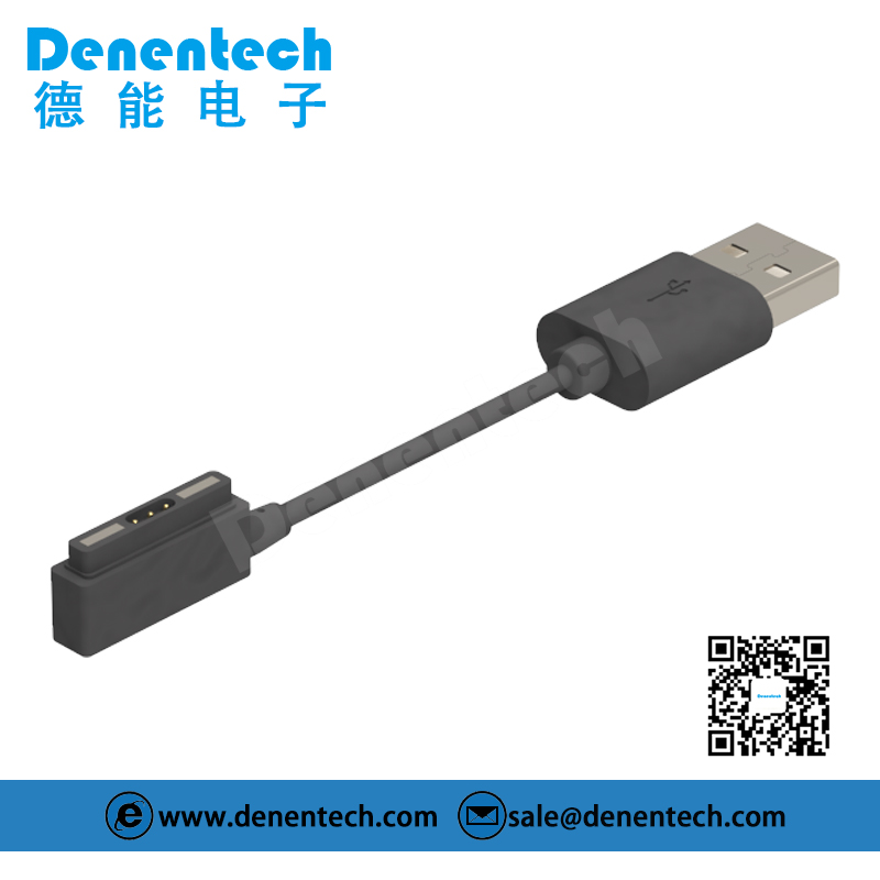 Denentech hot selling pogo pin 3P male cable magnetic pogo pin to usb dc cable