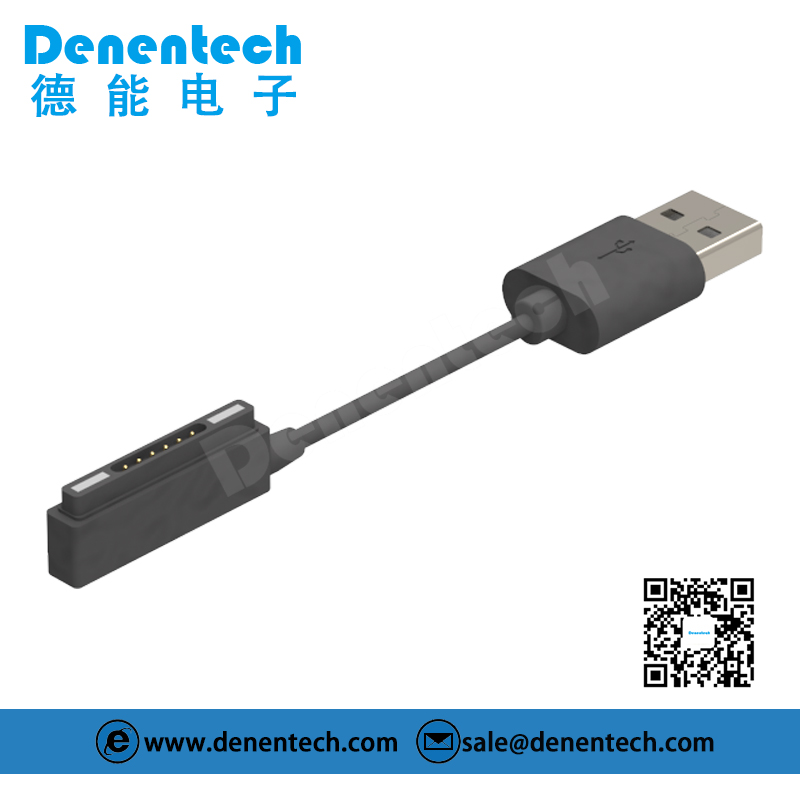 Denentech factory directly supply pogo pin 6P male cable 6 pin pogo pin cable power connector