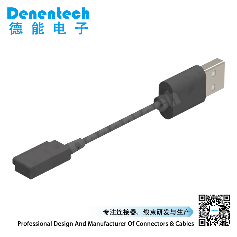 Denentech Hot sale pogo pin 2P male cable magnetic pogo pin connector cable