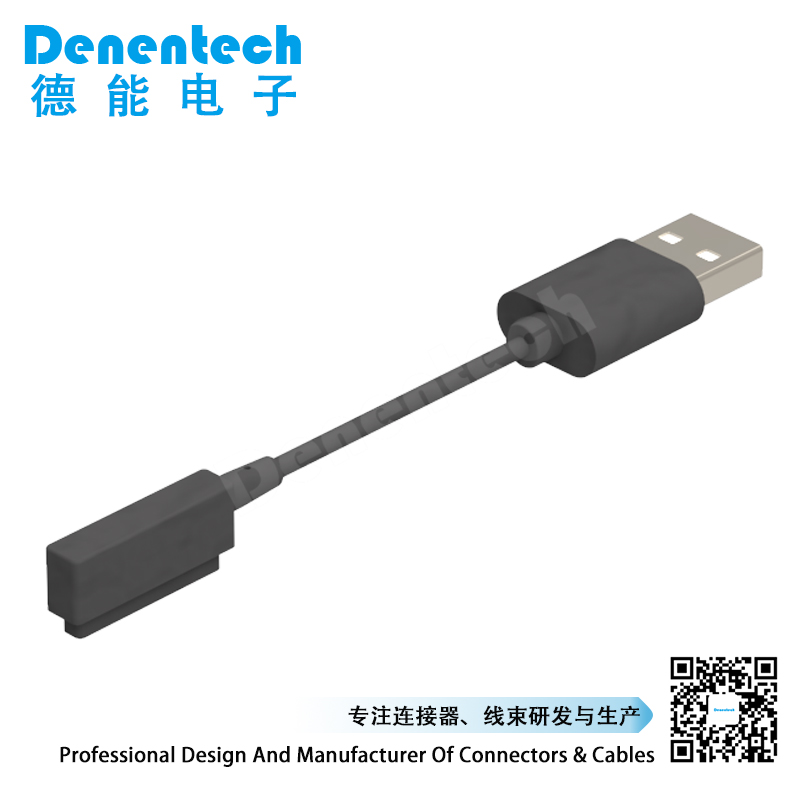 Denentech good quality factory directly pogo pin 4P male cable magnetic pogo pin connector 4pin cable wire