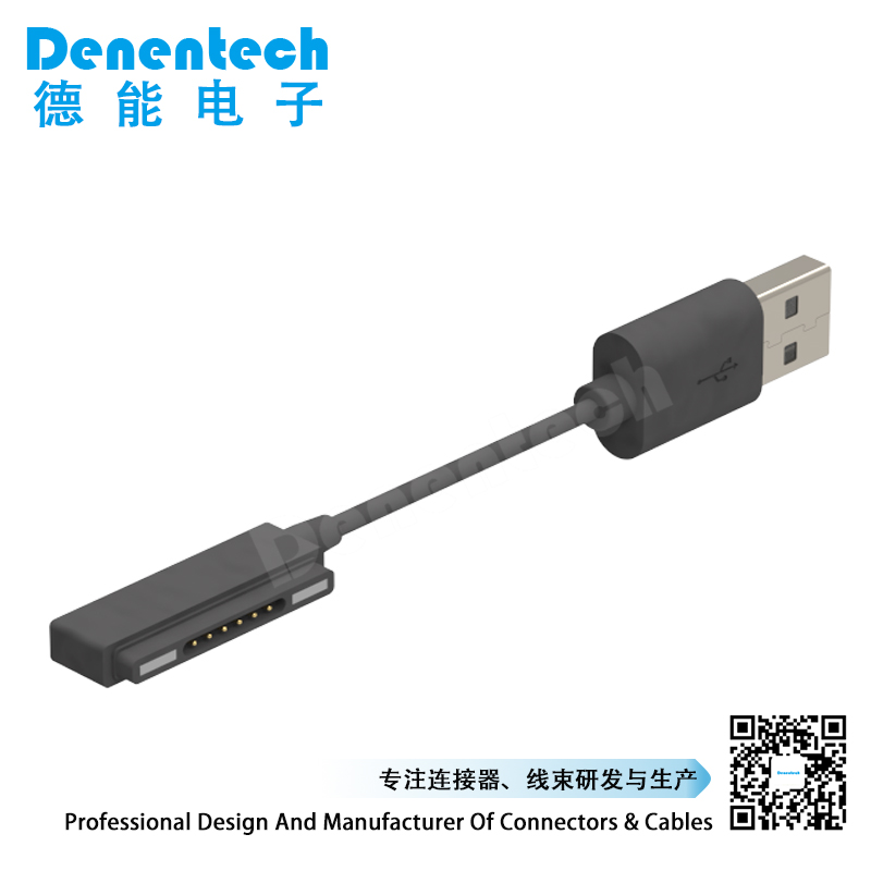Denentech factory directly supply pogo pin 6P male cable 6 pin pogo pin cable power connector