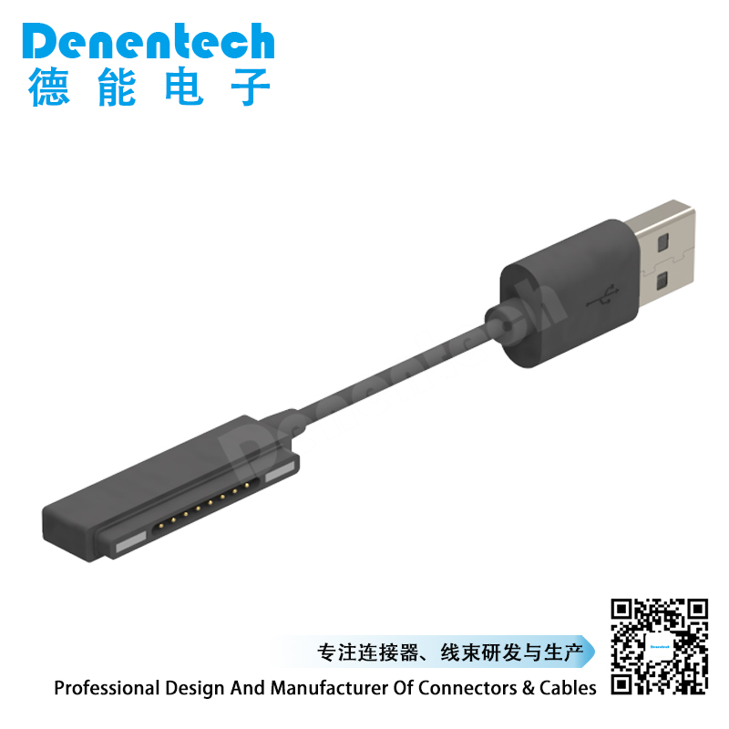 Denentech 工厂定制条形磁吸pogopin8P公座连接线智能蓝牙耳机8pin磁吸充电线
