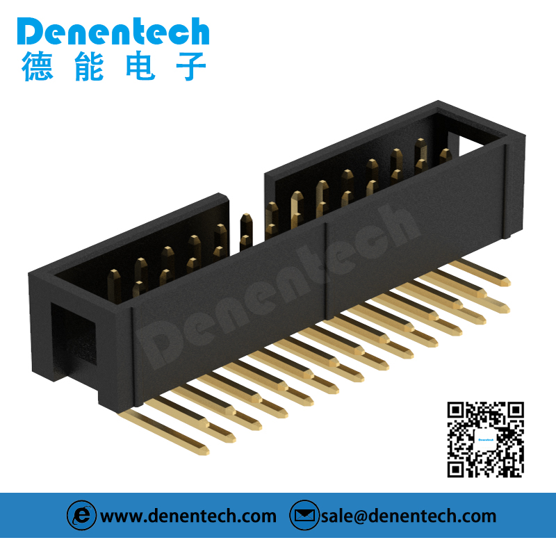 Denentech hot selling 2.54MM H8.9MM dual row right angle DIP box header