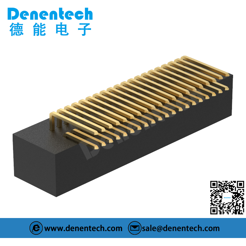 Denentech low price 1.27x2.54MM H7.1MM dual row right angle DIP box header