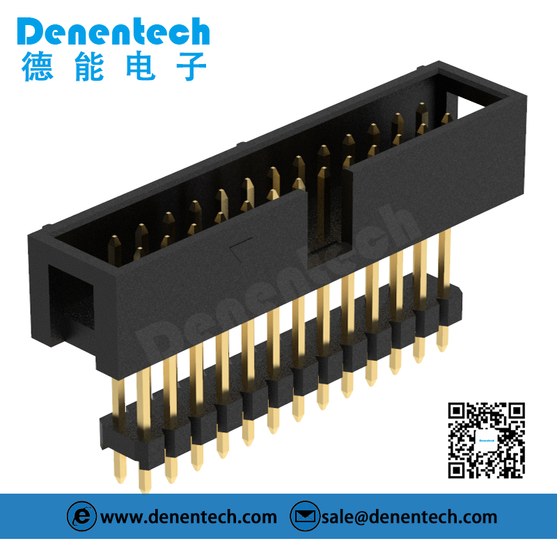 Denentech hot sale 2.54MM box header H8.9MM dual row straight+pin header