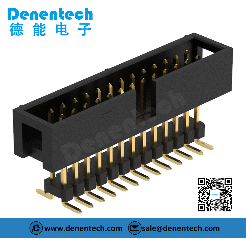 Denentech customized 2.54MM H8.9MM dual row straight SMT+pin header box header