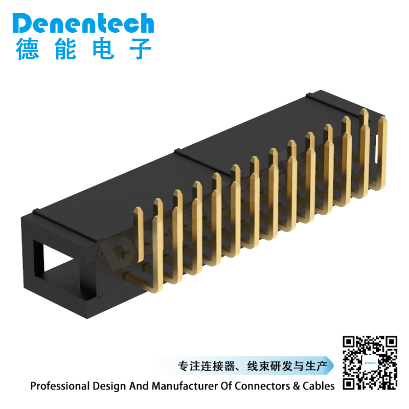 Denentech hot selling 2.54MM box header H8.9MM dual row right angle DIP
