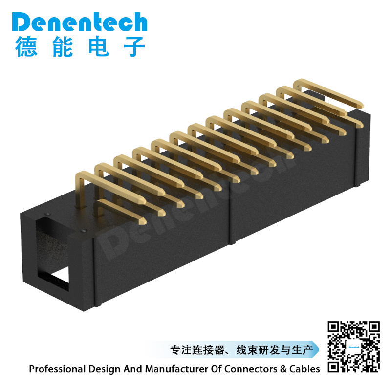Denentech hot selling 2.54MM H8.9MM dual row right angle DIP box header