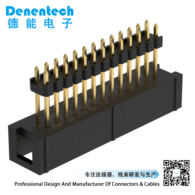 Denentech hot sale 2.54MM H8.9MM dual row straight DIP+pin header box header