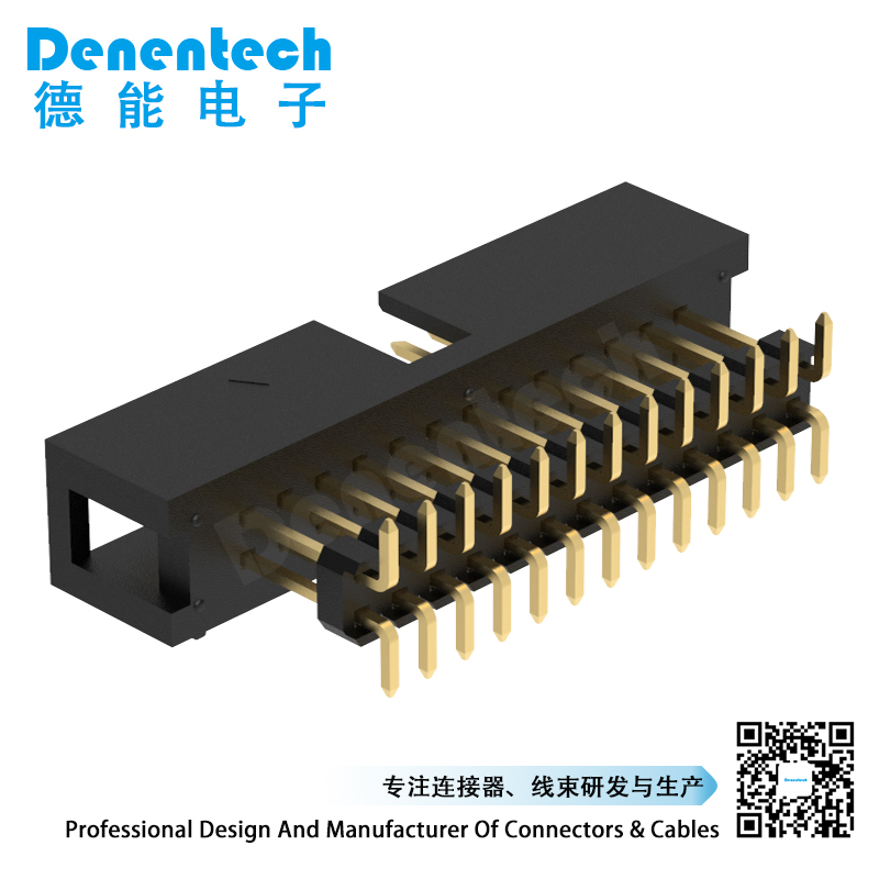 Denentech customized 2.54MM box header H8.9MM dual row straight SMT+pin header