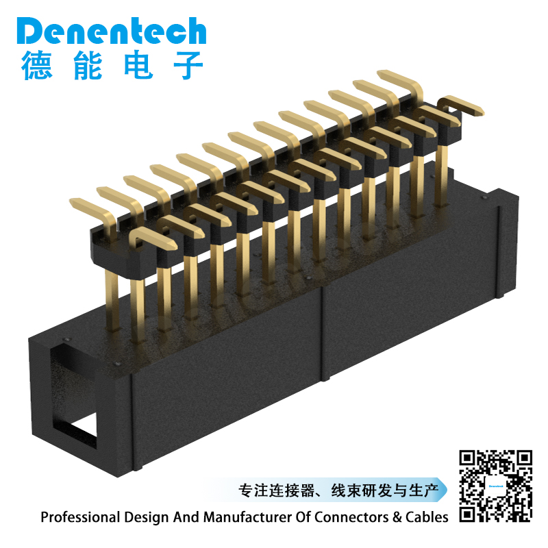 Denentech定制2.54mmH8.9双排180度SMT+排针简牛连接器